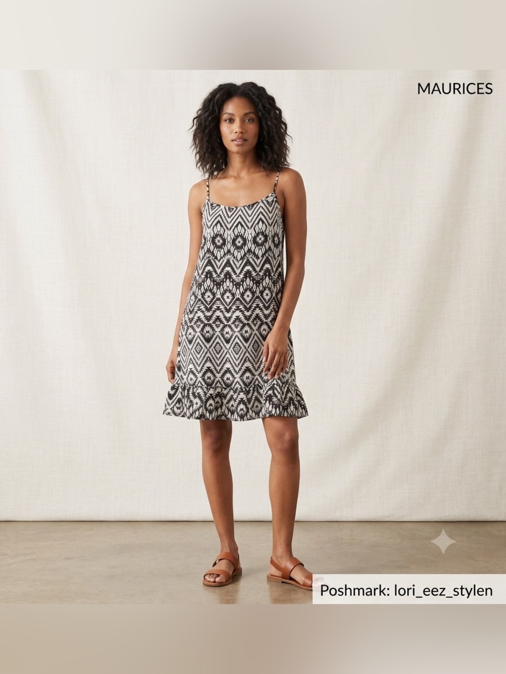 Maurices Black and White Geometric Midi Slip Dress